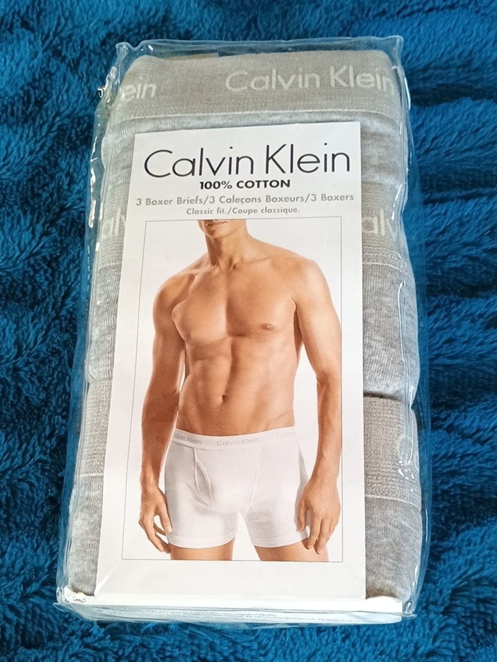 NWT Calvin Klein Grey Cotton Boxer Briefs, Size L